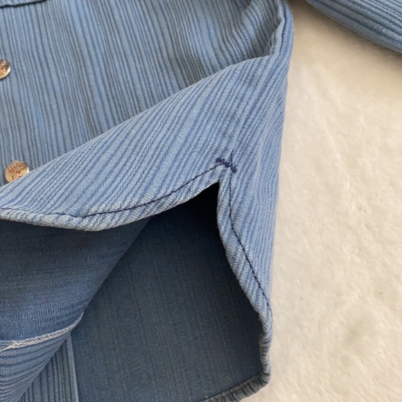 {VTG} Billy the Kid | Permanent Press Retro Snap Button Front Western Shirt Blue - Picture 10 of 16